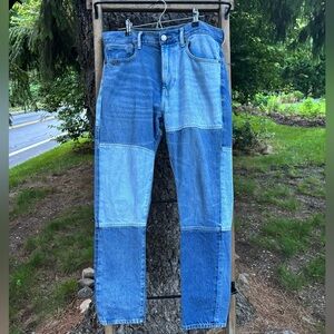 PacSun Blue Relaxed Patchwork Jeans Mens Size 32x32 slim taper